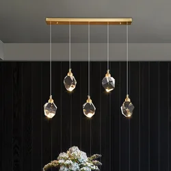 1-3-5 Head Pendant with Big Crystal Ball for Bedroom Living Home Decor Glod Base Chandelier Nordic LED Lighting Interior Lamp