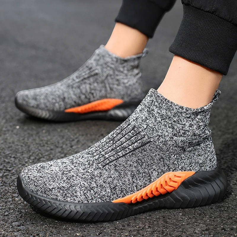 

Big Size 46 Fashion Socks Shoes for Men Sneakers 2024 Thick-soled Slip-on Men Shoes Outdoor High-top Knitted Men's Walking Shoes