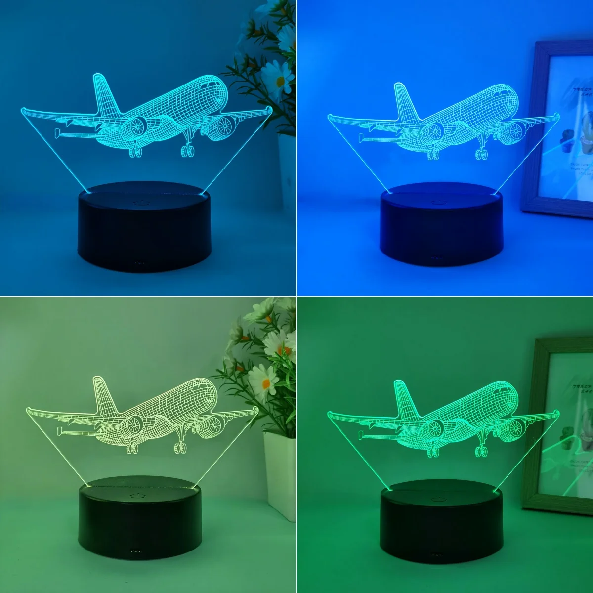 1pc aircraft model 3D night light, USB interface, flying enthusiasts collection of gift table lights, holiday decorative lights.