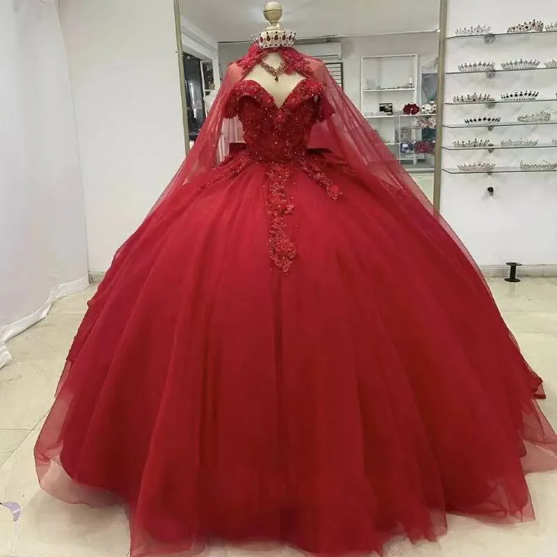 Off shoulder Red Wedding Dress V-neck Dress Bridal Palace Style High End Large Tail Heavy Industry Luxury Yarn  Customized