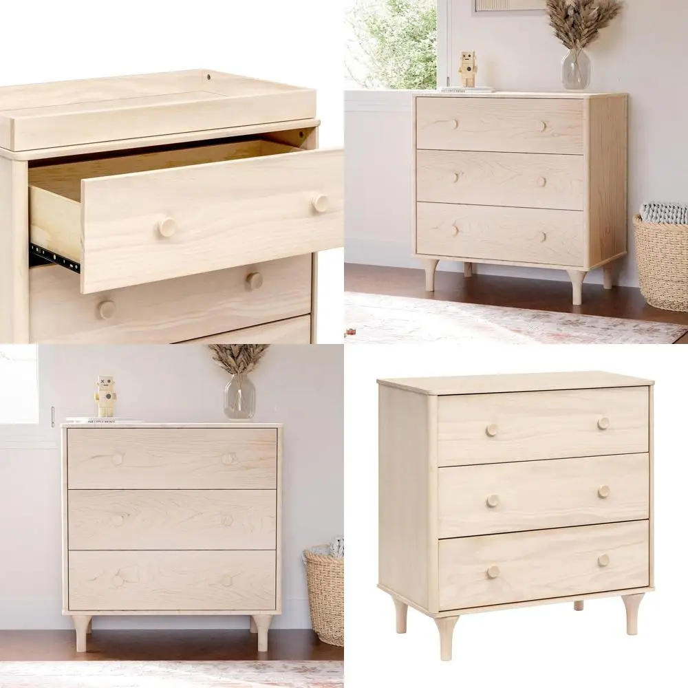 

Комод для детской комнаты с 3 ящиками, сертифицированный Greenguard Gold, со съемным пеленальным столиком, отделка цвета Washed Natural