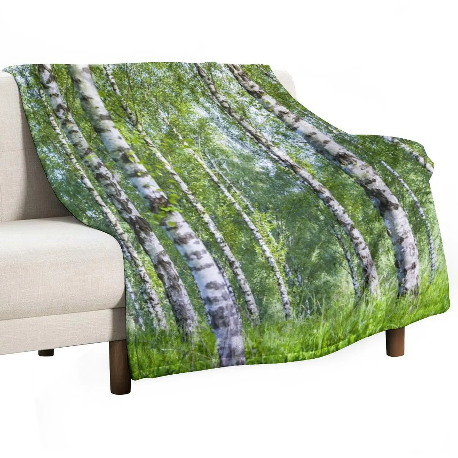 Shimmering Silver Birch Trees Throw Blanket Large For Baby Blankets