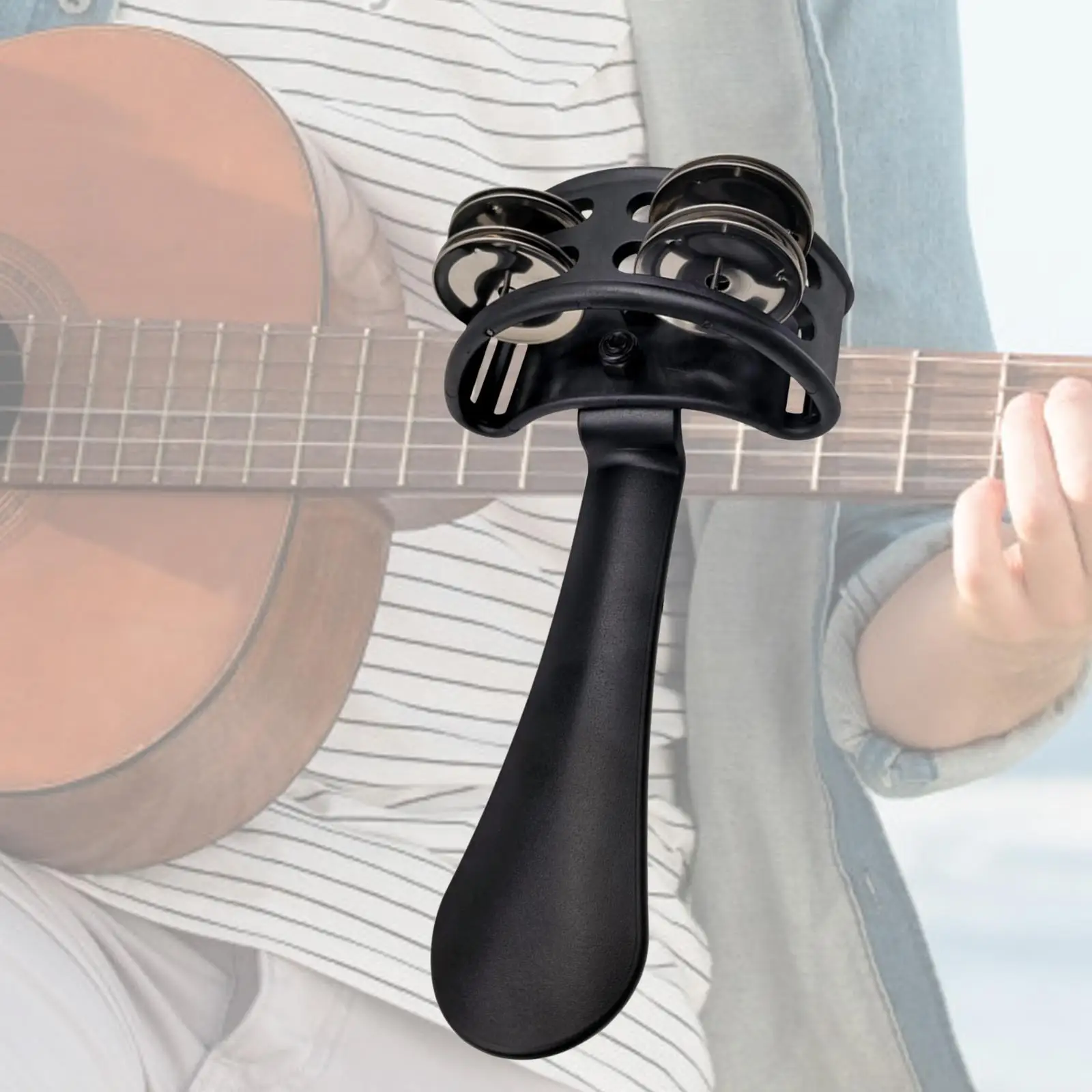 Professional Handheld Tambourine 10cm Mini Plastic Percussion Instrument with Rattles for Kids Adults Music Class