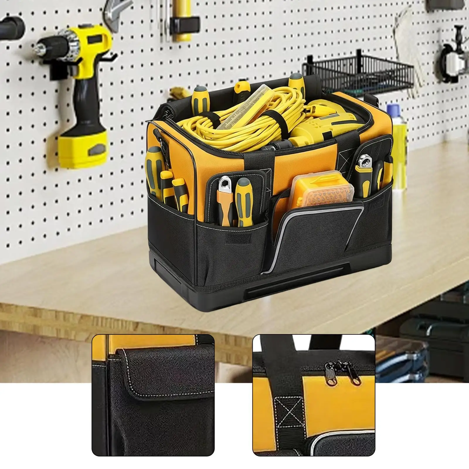 ツールバッグ-ハンドバッグ-メンテナンスツールバッグ-多目的耐水性収納ポケット-ツールオーガナイザー-電気技師、木工用