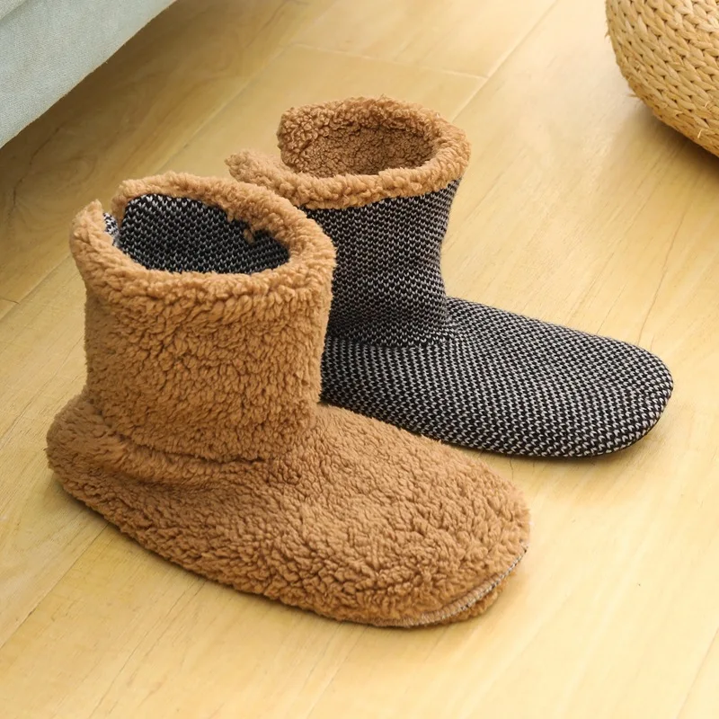 Winter Warm Floor Socks Women Men One Size Thicken Thermal Plush Soft Sole Non Slip Floor Slippers Short Sock Xmas Boots Socks 