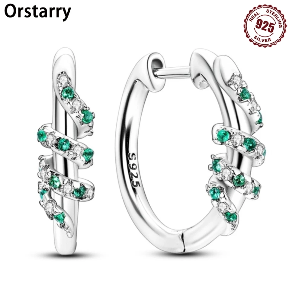 

Orstarry S925 стерлингового серебра изумруд инкрустированный цирконом змея серьги с животными серьги-кольца для женщин ювелирные изделия оригинальные подарки для вечеринок