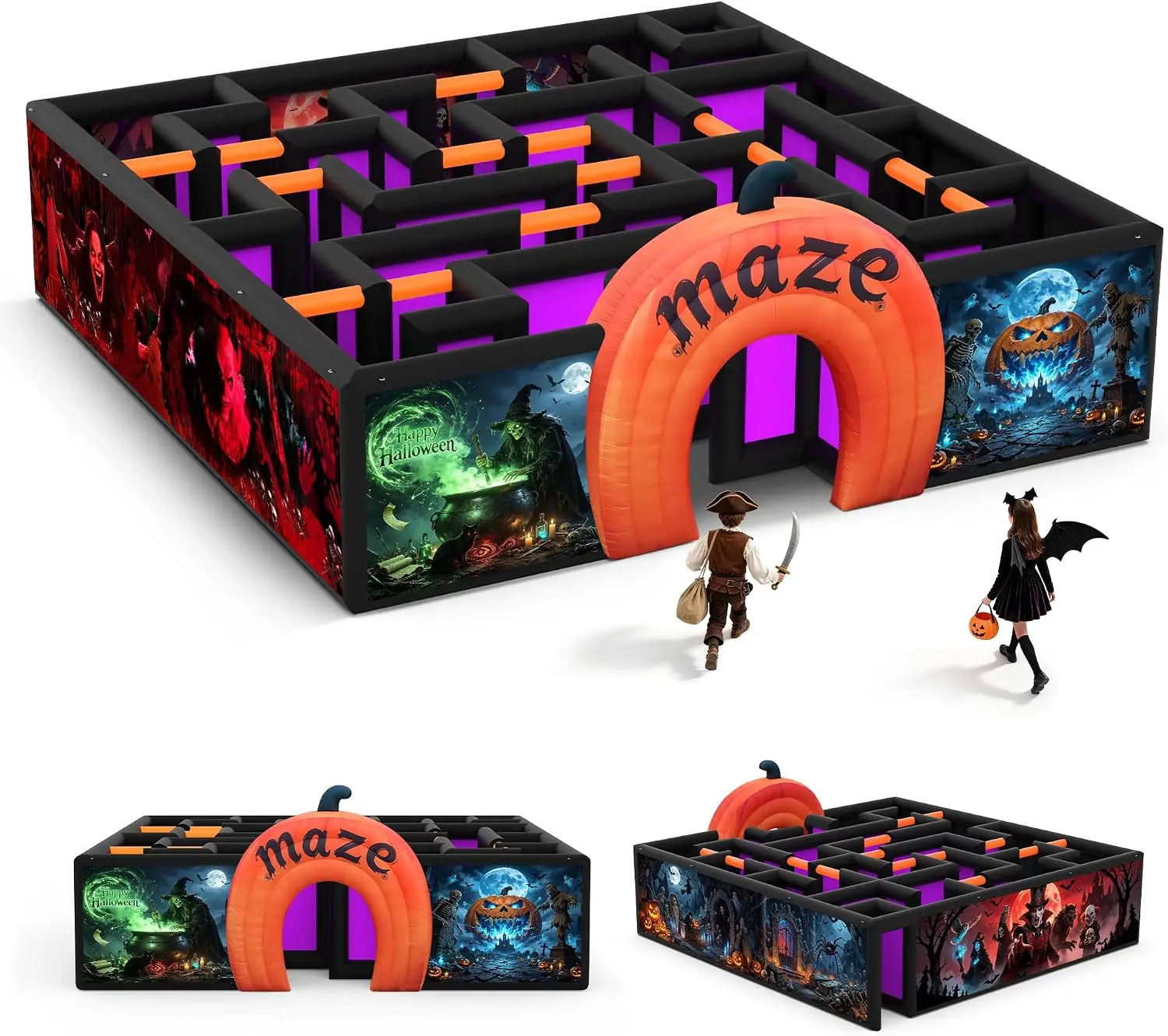 24×24FT Halloween Inflatable Maze with Blower Blow Up Haunted House