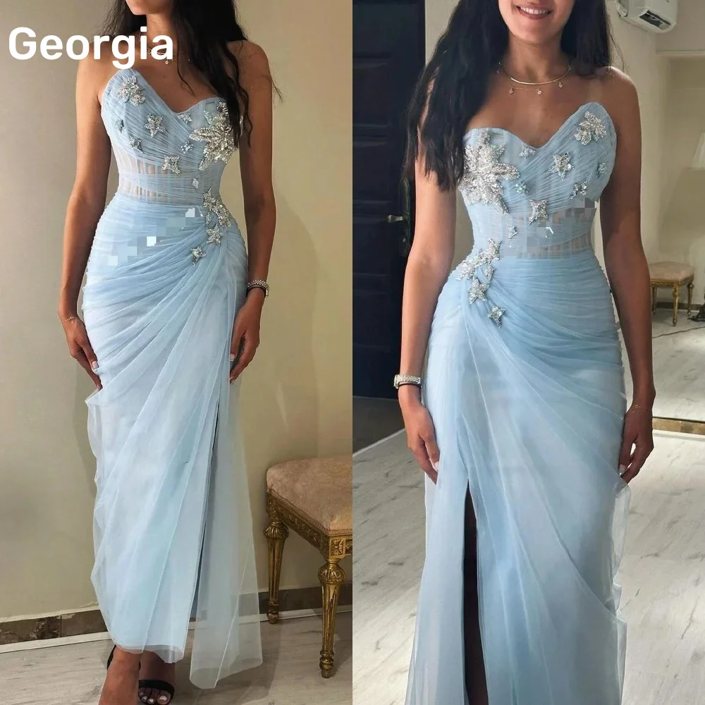 

Customized Party Dress A-Line Sweetheart Ankle-Length Luxury Evening Dresses 2025 Beadings Chiffon Zipper Up Sleeveless Prom Dre