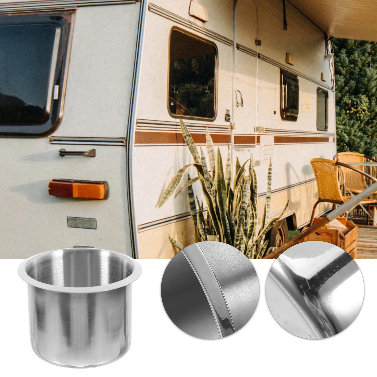 

Insert Stainless Steel For Car Rv Couch Table Universal Fit Tool-Free Installation For Car Cup Holder Insert Rv Couch Cup