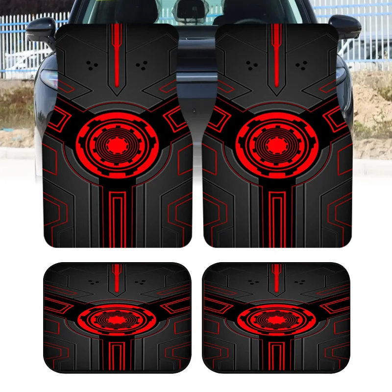 2pcs/4pcs WOYUO Cyber Mecha Car Floor Mats Compatible For Hardcore SUVs & Trucks, Non-Slip Driver/Passenger Floor Liners With Me