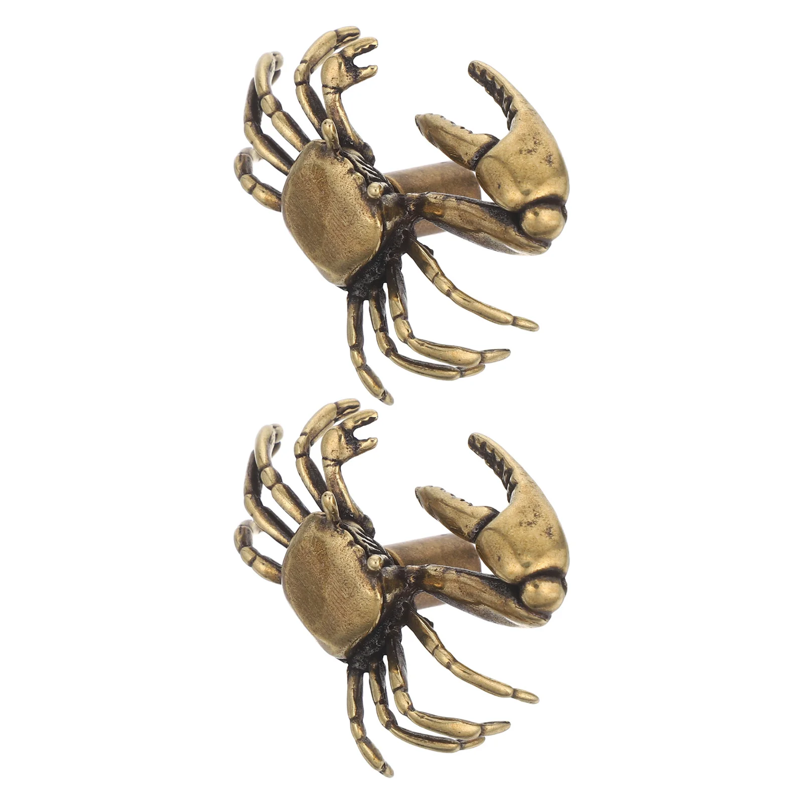 

2Pcs Creative Brass Crab Cabinet Knobs Nautical Themed Drawer Pulls Wardrobe Dresser Hardware Drawer Door Handle