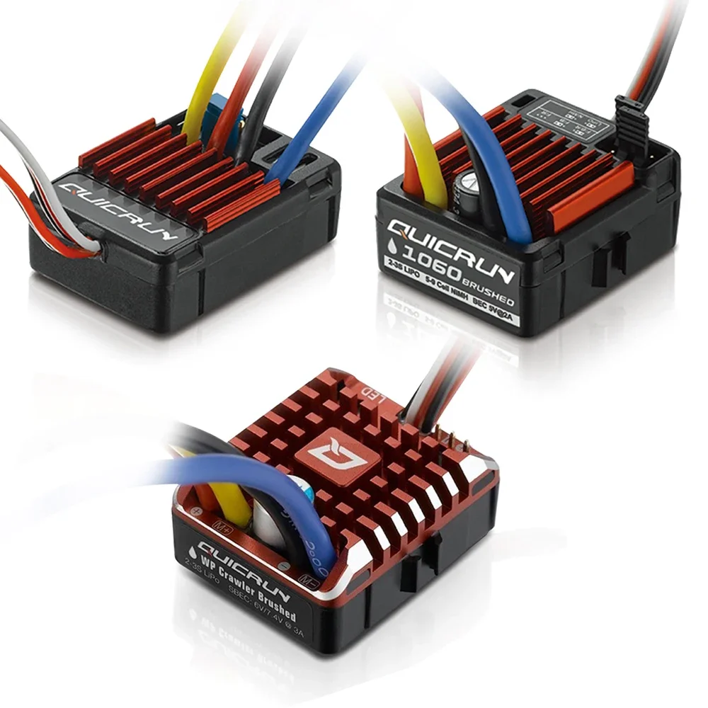 Hobbywing QuicRun 1060 60A/360A 1625 25A/100A 1080/80A Wasserdichter Brushed ESC 2-3S LiPo für 1:10 1:18 1:16 Onroad- und Offroad-Autos – Detail 1