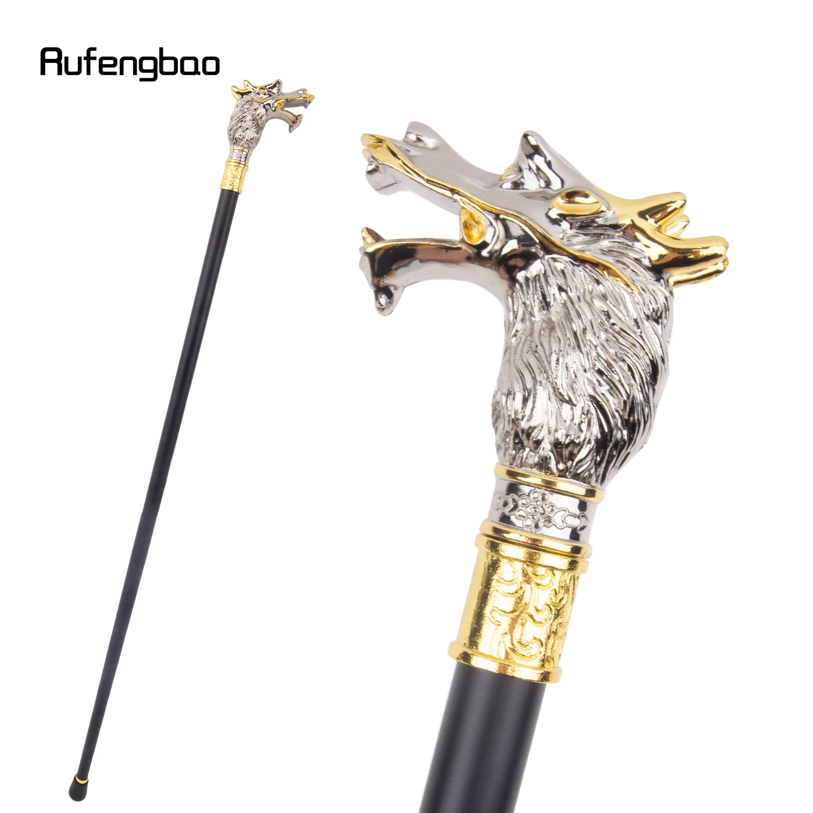 White Black Dragon Head Single Joint Fashion Walking Stick Decorative Vampire Cospaly Party Walking Cane Halloween Crosier 93cm