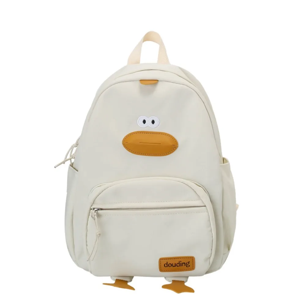 

Cute Nylon Cartoon Duck Backpack 3-layer Pockets Zippered Toddler Backpack Large Capacity Student School Bag Girl