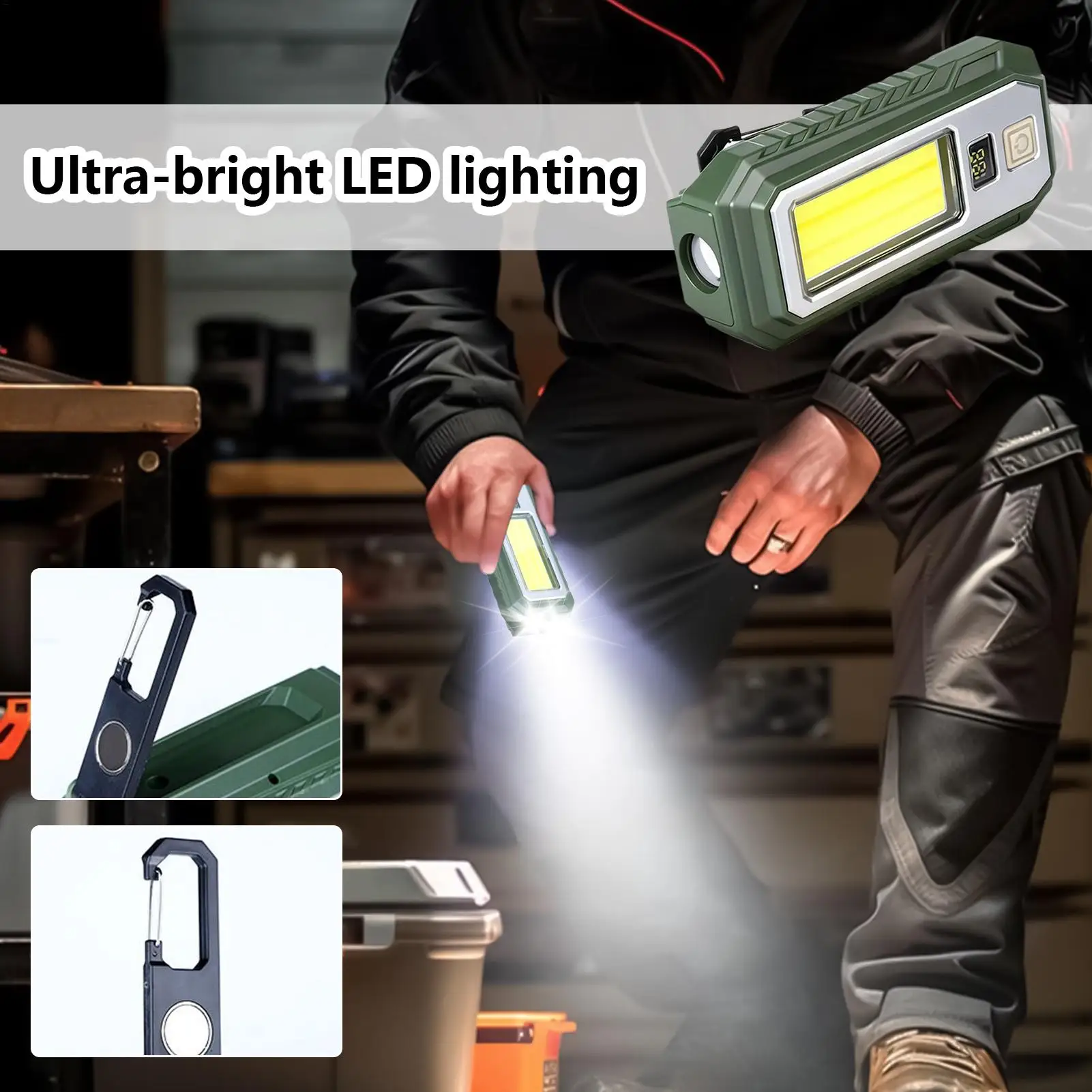 Camping Lights 1200mAh Magnetic LED Bright Flashlight Digital Display Rechargeable Camp Light For Camping Outdoor Tent Garage