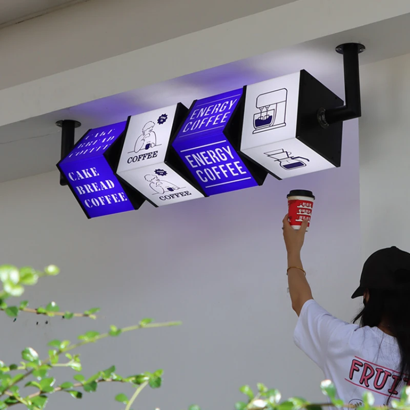 creative rotating light box custom door light-emitting billboards wall-mounted led scrolling display signs