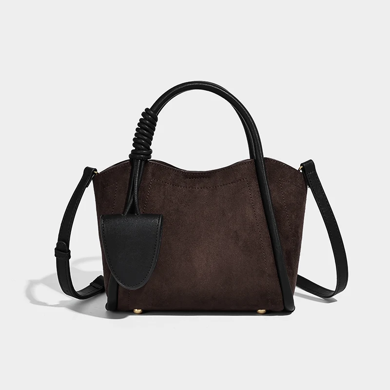 

Fashion Women's New Frosted Leather Handbag Winter Autumn Luxury Design Commuter Soft Handle Vegetable Basket Tote Horizontal Ba
