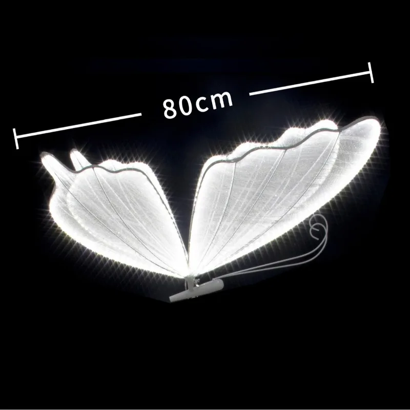 Wedding Decoration LED Light Up Butterfly Wings Metal Hanging Ornament for Stage Ceiling Aisle Decor Prop Party  Room Decor