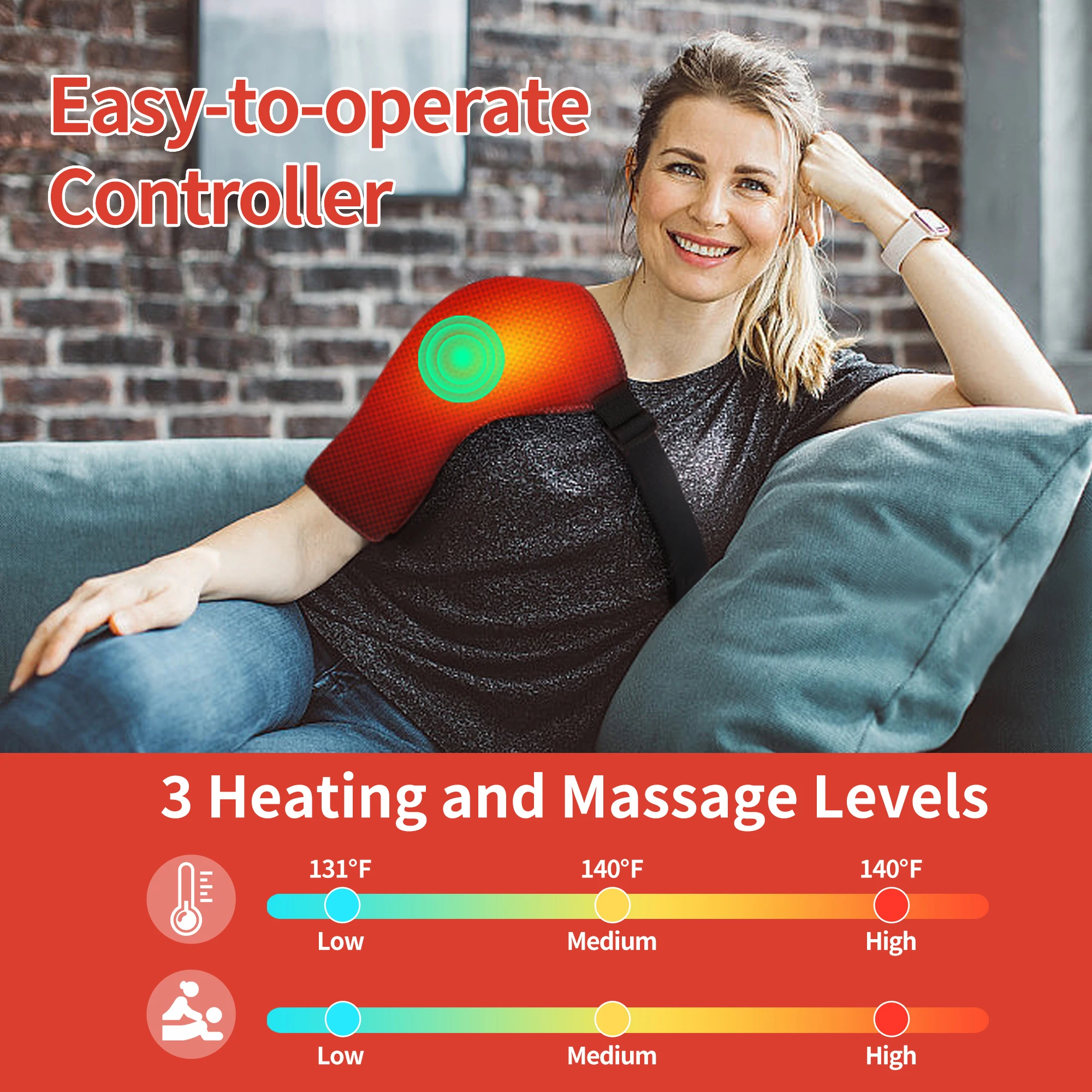 

Heating Shoulder Brace Adjustable Pad Unisex Heat Therapy Shoulder Massager for Frozen Shoulder Pain Relief Gifts for Parents