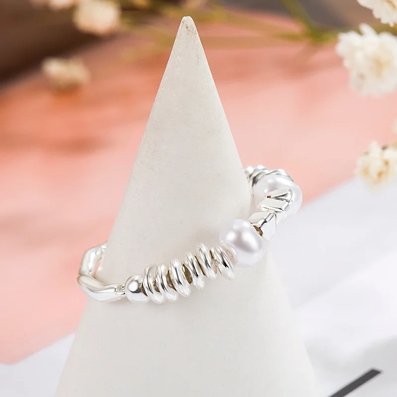 Women's 925 Sterling Silver Irregular Pearl Ring