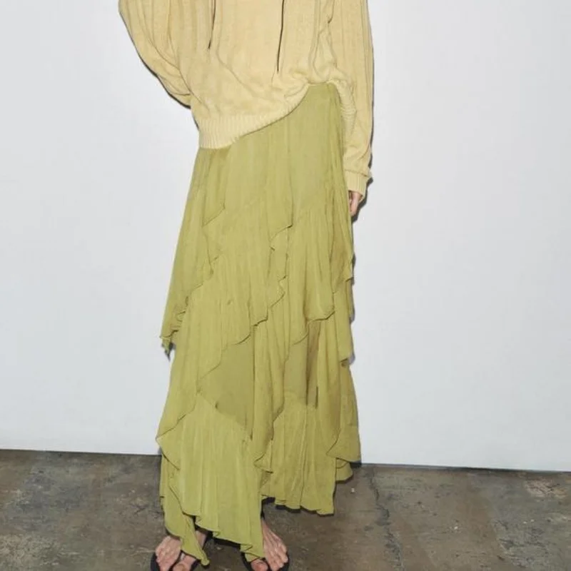 Jupe mi-longue superposée à la mode, style européen et américain, nouvelle collection 2025