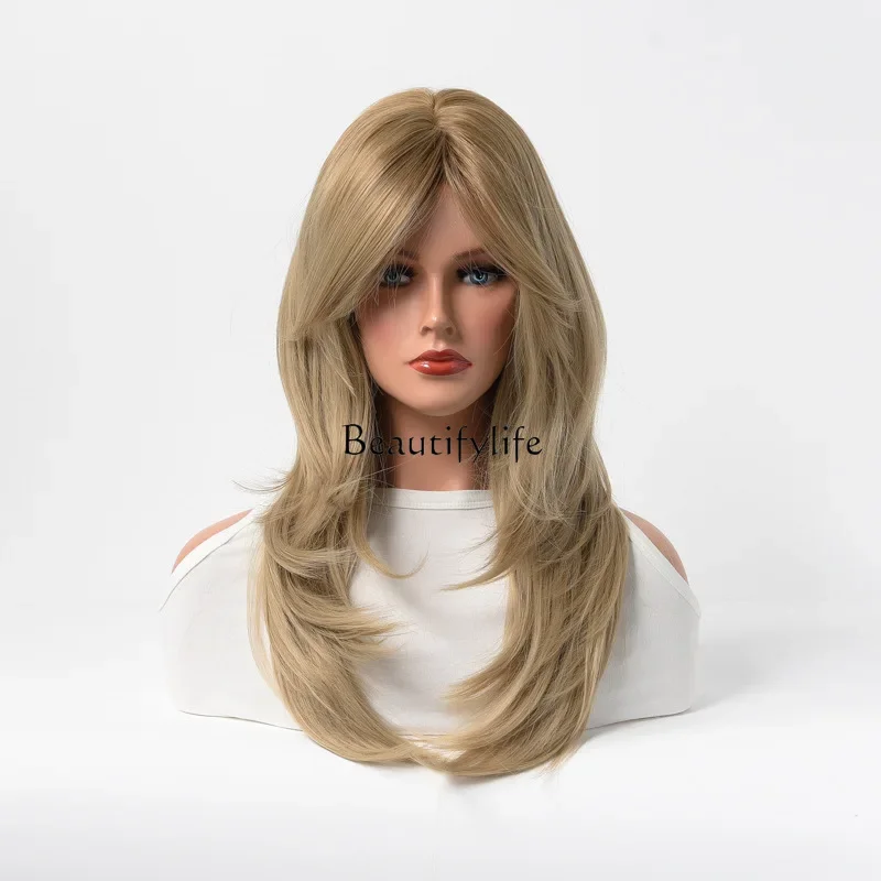 

Gradually change the inner buckle wig, high temperature silk oblique bangs gradually change the wig headgear