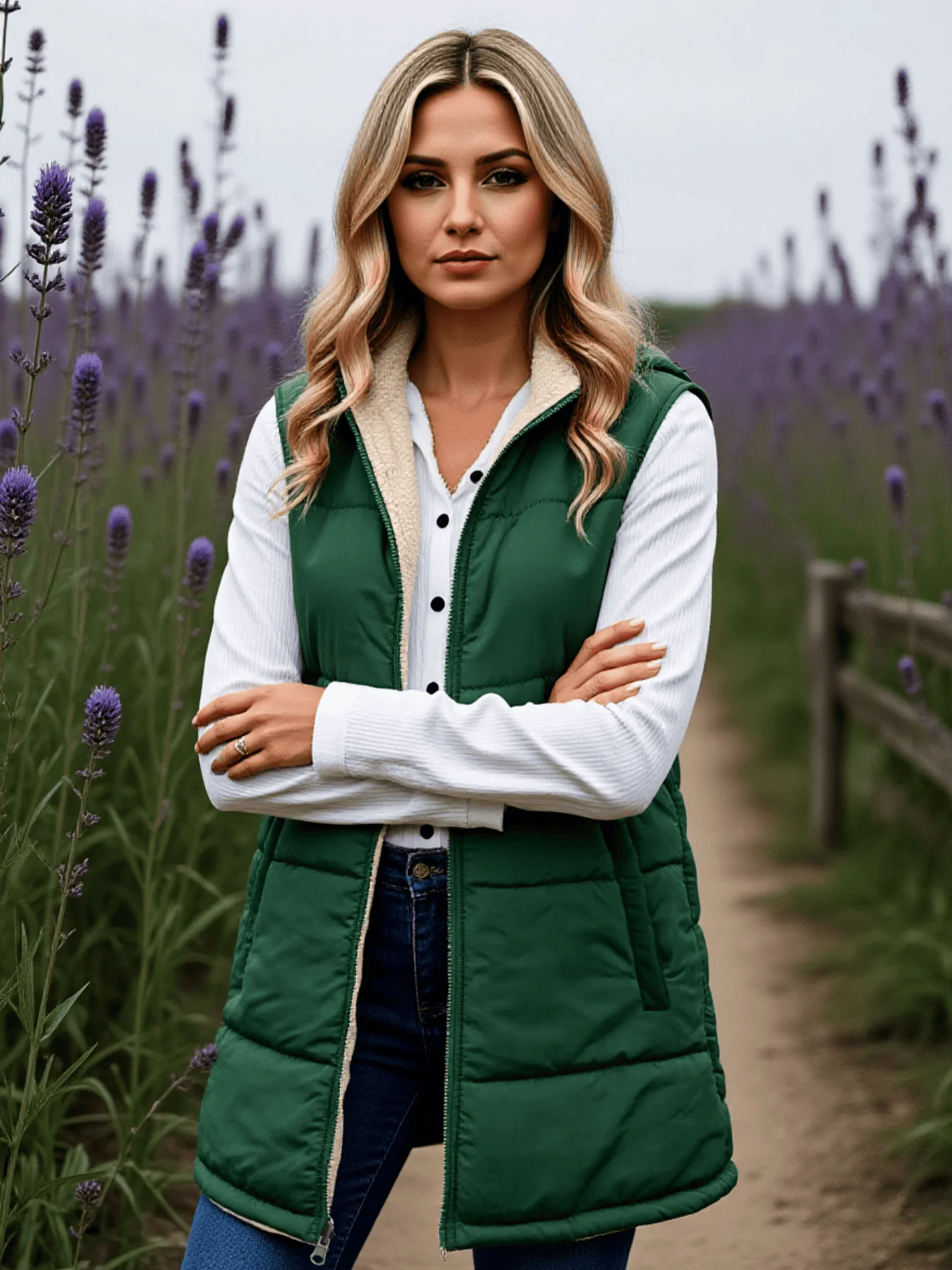 

New Padded Vest Fleece Solid Color Hooded Vest Reversible Warm Cardigan Windproof Outerwear Streetwear Female Clothes