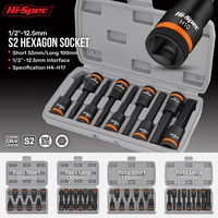 Hi-Spec 1/2 Inch Drive Impacts Socket Set Hex Bits, Air Allen Driver H4-H17 Size Chrome Sockets Set For Auto Repair,Hand Tool