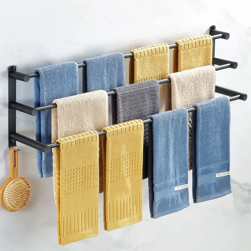 50cm Bathroom Towel Rack Stainless Steel Towel Hanger With Hook Storage Shelf 1-3 Bars Oranger Towel Clothes Punch Free