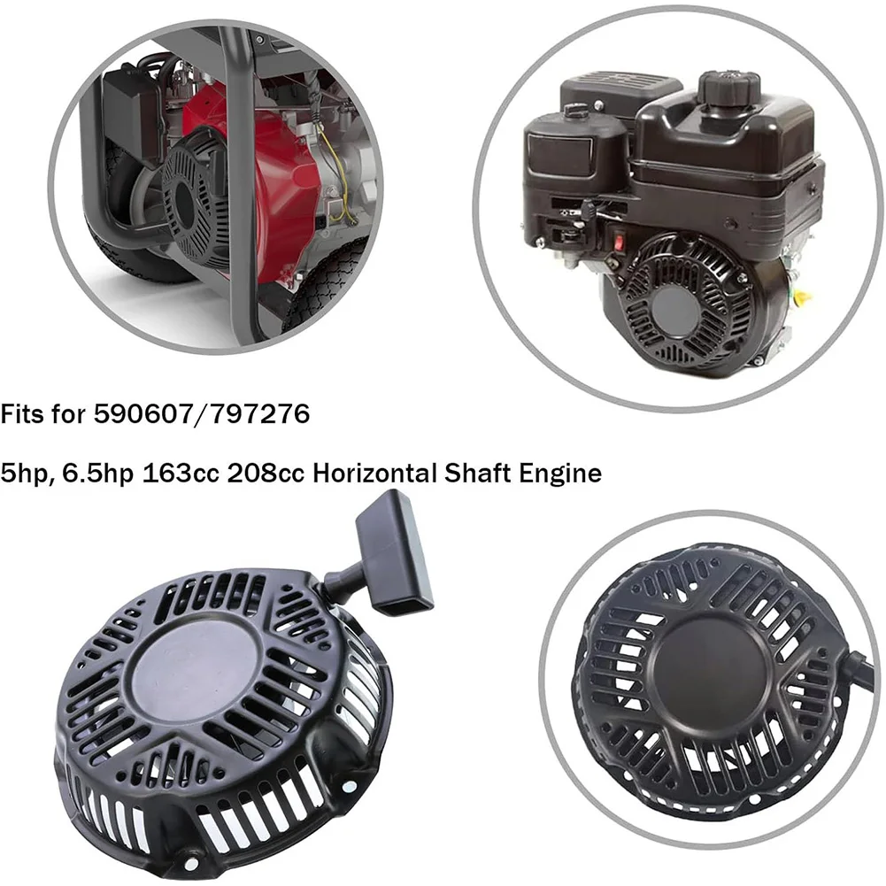 Engine Pull Starter Kit for 163cc 208cc Engines Suitable for Generators Pressure Washers Snow Blowers Includes Screws and Rope