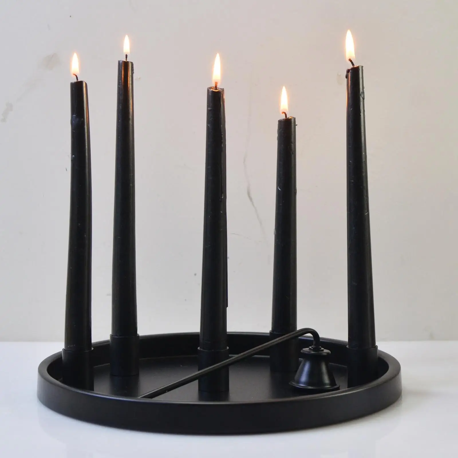 

Candle Holder Tray Candlestick Holder Modern with Candle Extinguisher, Decorative Candle Stand for Dining Room Dinner Table