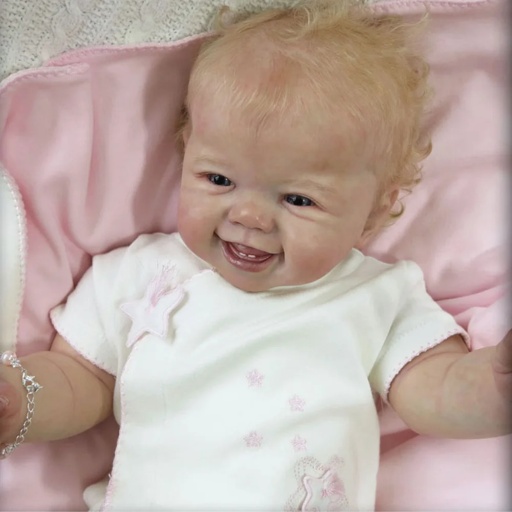 24 Inch Huge Size Blank Reborn Doll Kit Kenzie Smile Toddler Unpainted Vinyl Doll Mold With Fabric Body & Blue Eyes