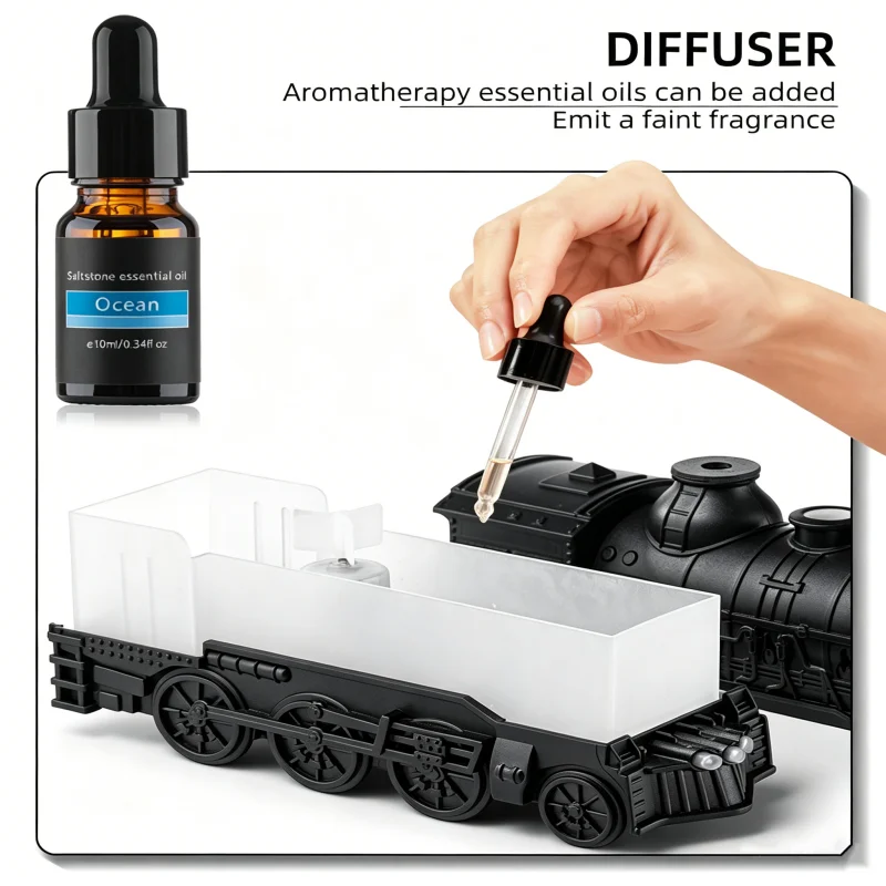 Vintage Train Jellyfish Smoke Ring Essential Oil Diffuser Creative Aroma Humidifier for Home Decorative Air Moisturizer