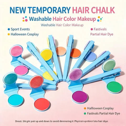 New Washable Temporary Hair Chalk Safe Hair Color Makeup for Halloween Cosplay Sport Events Festivals Partial Hair Dye for Party