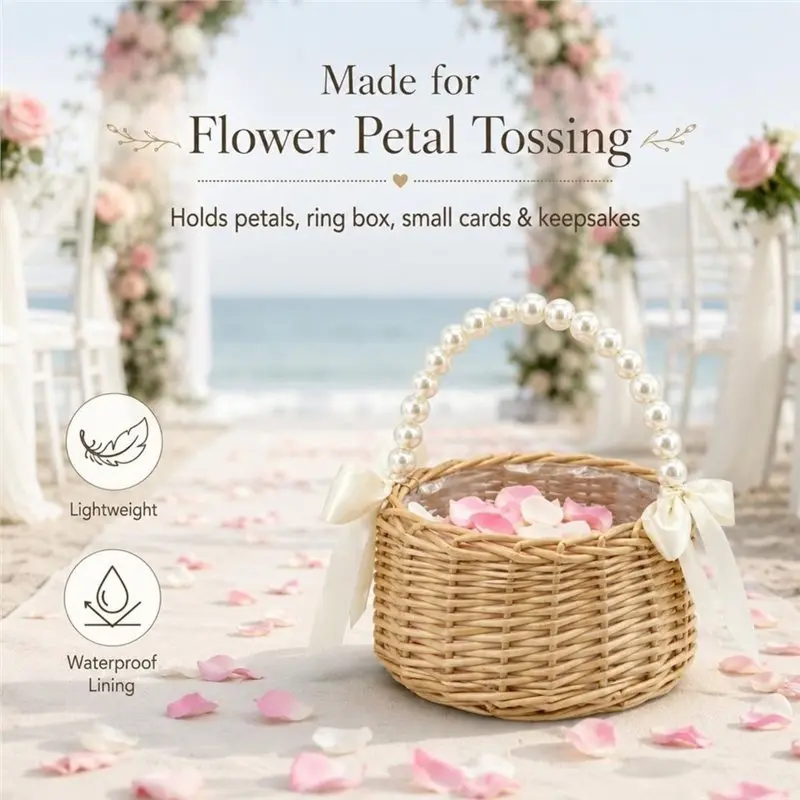 Wicker Rattan Flower Girl Baske Flower Girl Basket Baskets For Wedding