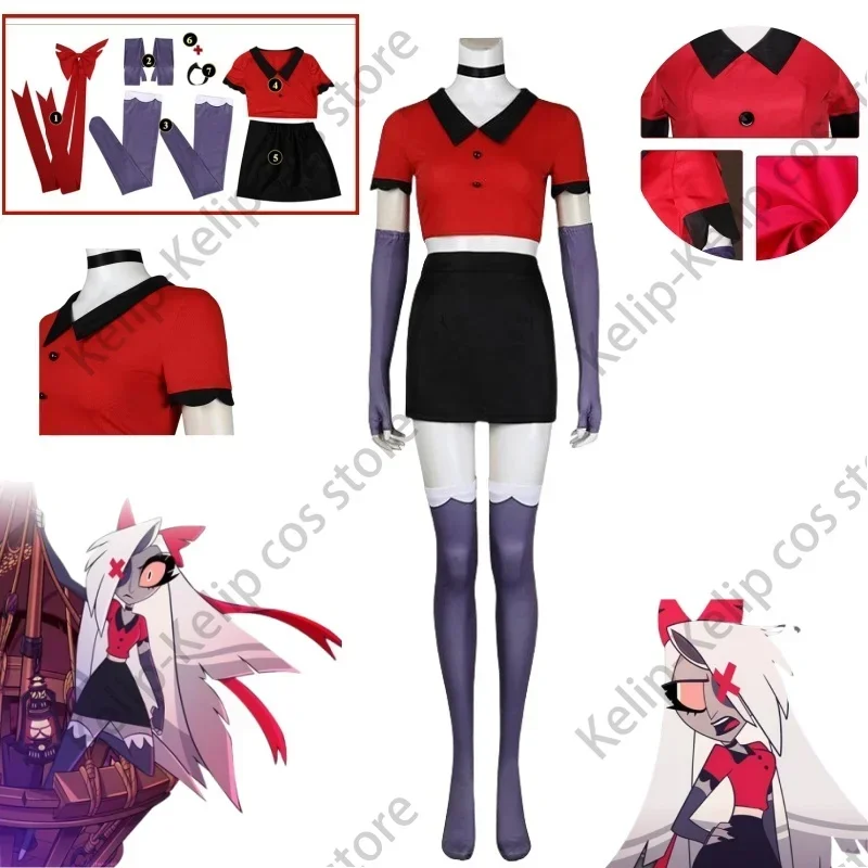 Vaggie Cosplay Costume Anime Uniform Hazbin Suit Halloween Party Hotel Carnival Uniform Costumes Cos Disfraz Mujer Adulta