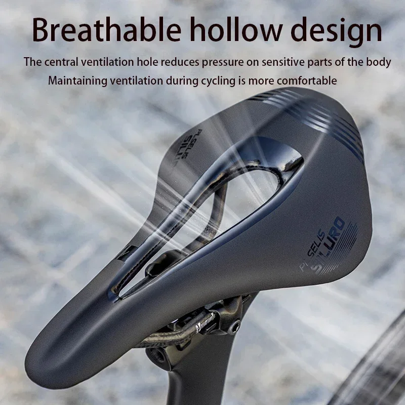 

PLSELIS Ultra-Light Carbon Fiber Road Bike Saddle - Hollow Suspension Short Nose Comfortable Bicycle Seat Cycling Accessory
