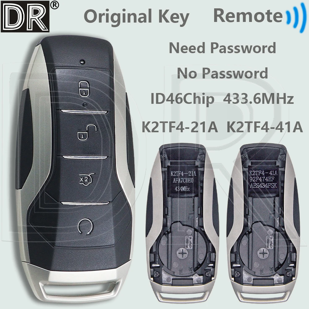 

DR Original ID46 433.6MHz K2TF4-21A K2TF4-41ACar Remote Key For BYD SONG PRO TANG EV ATTO3 EV MAX PLUS Pro NEW DON HAN DM EV E9
