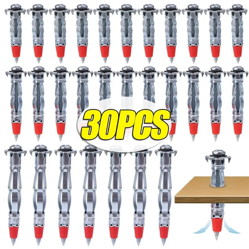 30-10pcs Molly Expansion Bolts Set Zinc Plated Steel Drive Wall Anchors Screws Home Pierced Gypsum Board Fiberboard Fasteners