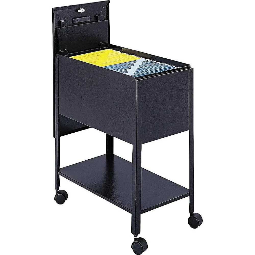 แฟ้มอ่างเคลื่อนที่ลึกพิเศษ รถเข็นแฟ้มกลิ้ง เหมาะกับตัวอักษรและโฟลเดอร์แขวนขนาดกฎหมาย พร้อมฝาปิดล็อคและกุญแจ 2 ดอก