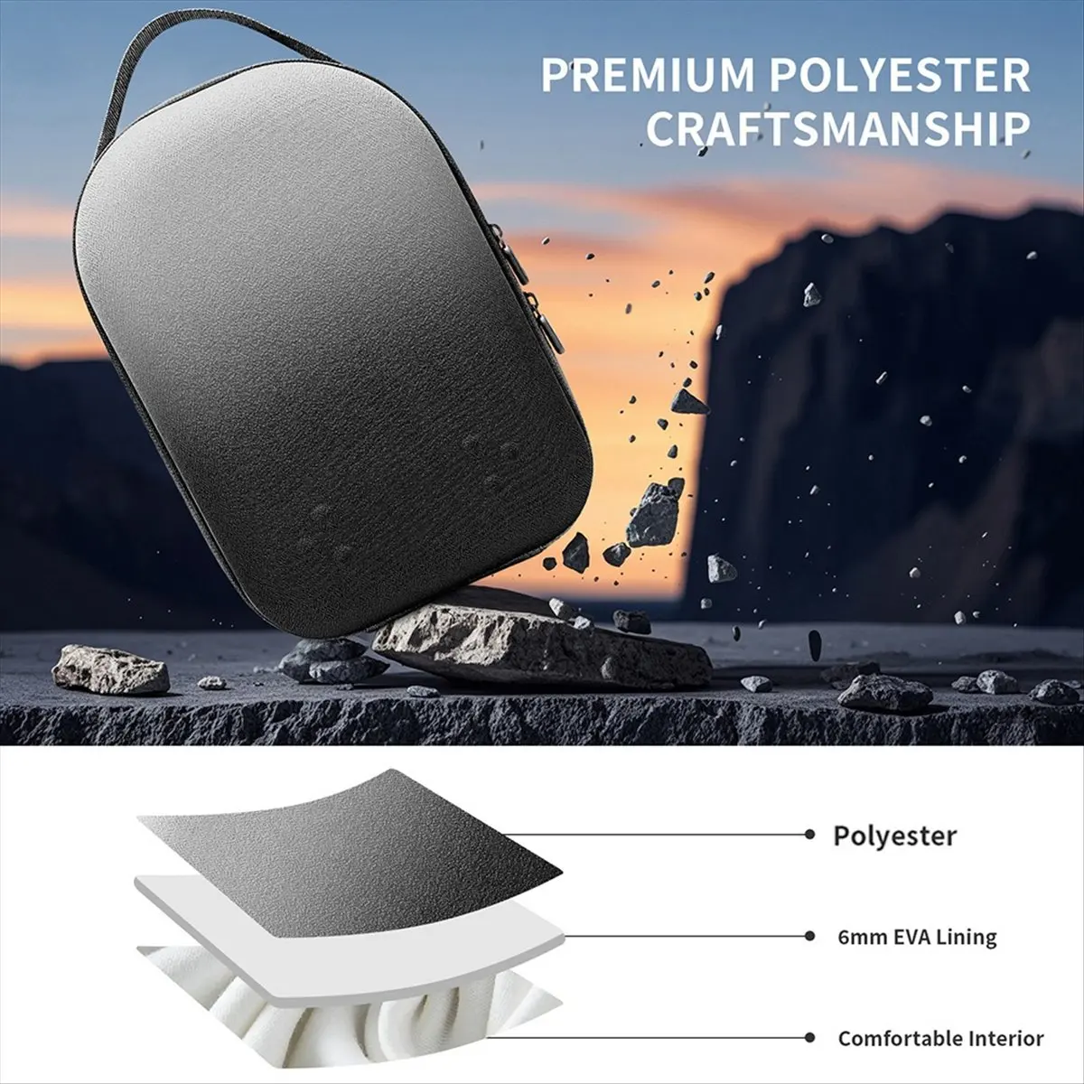 BaoBao- حقيبة حمل مقاومة للصدمات لـ Meta Quest 3S - حقيبة سفر مضادة للسقوط مع جيب شبكي، تخزين نظارات الواقع الافتراضي الواقية B #6