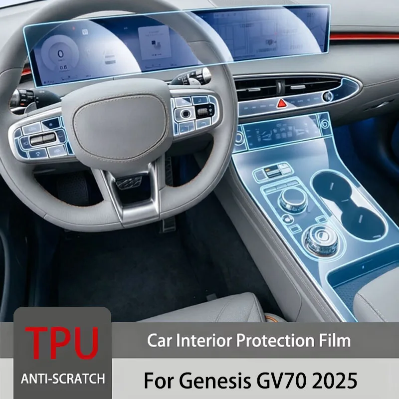 for Genesis GV70 2025 Car TPU Interior Protective Film Transparent  Gear Panel Center Console Anti-Scratch Sticker Accessories