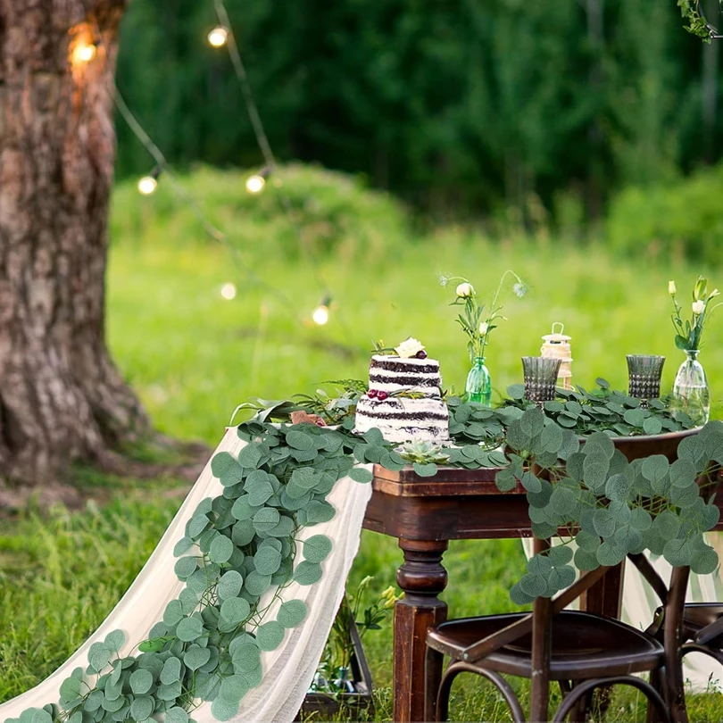 200 ซม.พืชปลอมสีเขียวใบยูคาลิปตัส Lvy Vine Home Room Wedding Party Decor ขายส่ง Diy แขวน Garland พืชประดิษฐ์
