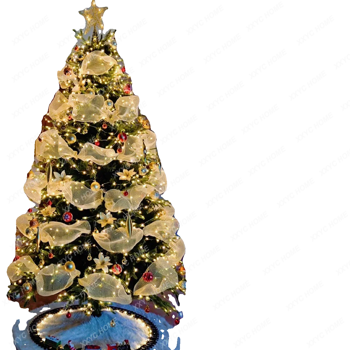 Mesh Christmas Tree 1.2/1 5/1.8/2.4/3 Christmas Fat Tree Boutique Package Glowing Belt Decoration