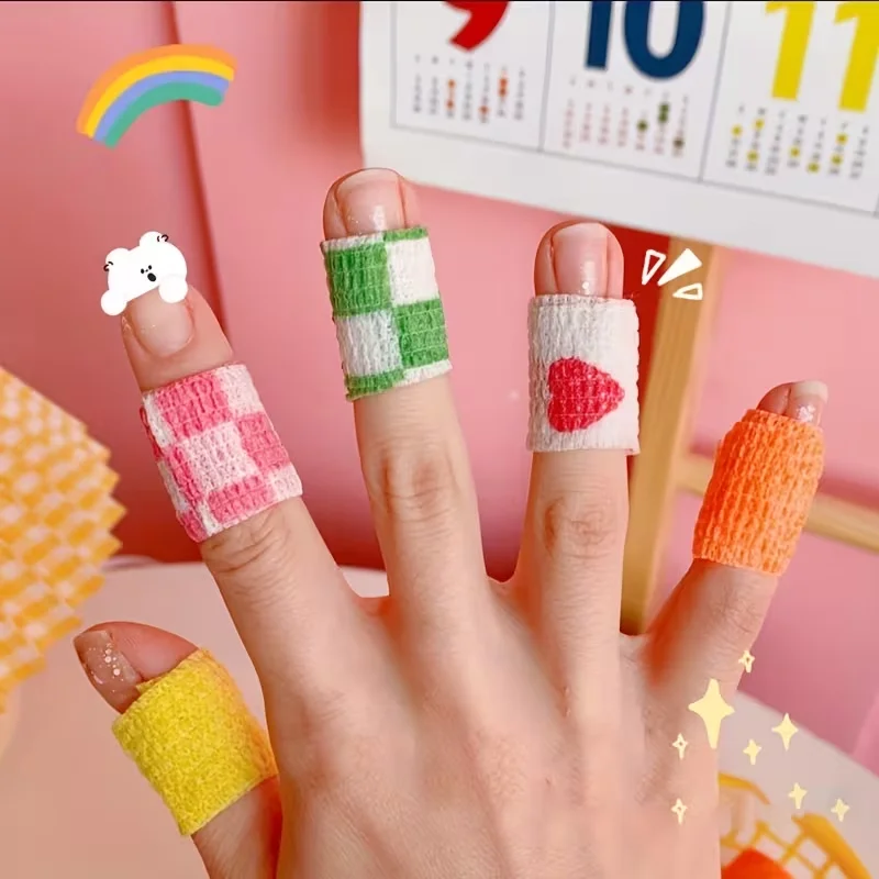 5 Rollen / 10 Rollen (Farbe zufällig) Fingerbandagen, selbstklebendes, atmungsaktives Sporttape, elastische Bandagen aus Vliesstoff – Detail 5