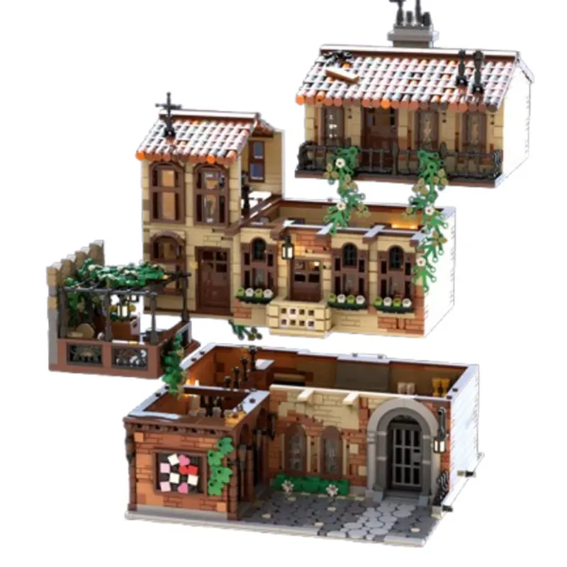 Spot MOC-131698 152408 średniowieczna architektura DIY małe klocki konstrukcyjne do samodzielnego montażu zabawka edukacyjna model zestaw upominkowy ozdoba