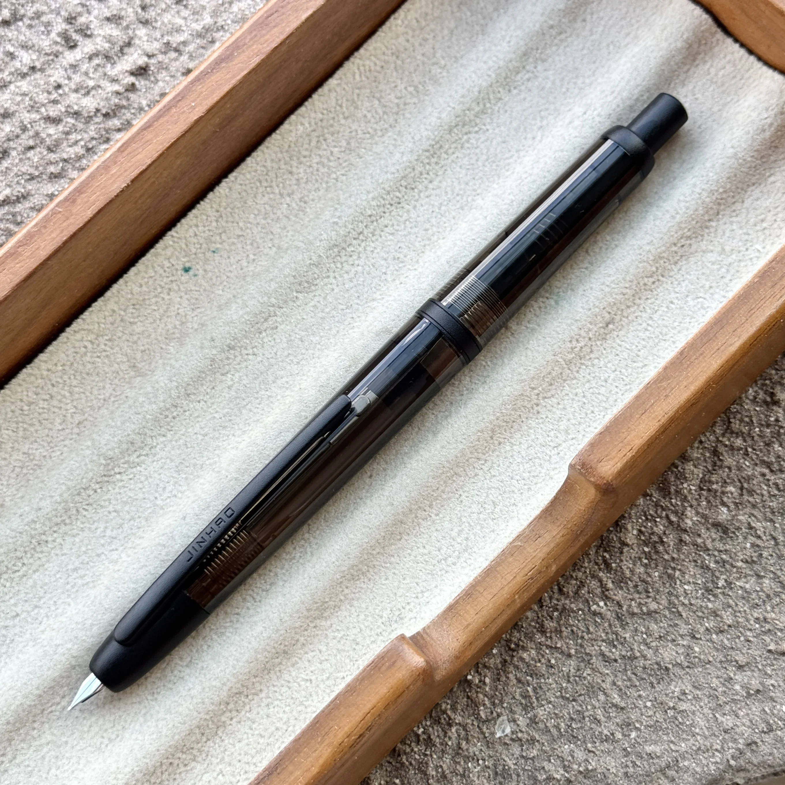 New New JINHAO 20 Press Fountain Pen Retractable EF F Nib Transparent Black Writing Ink Pen With Converter School Office Suppli