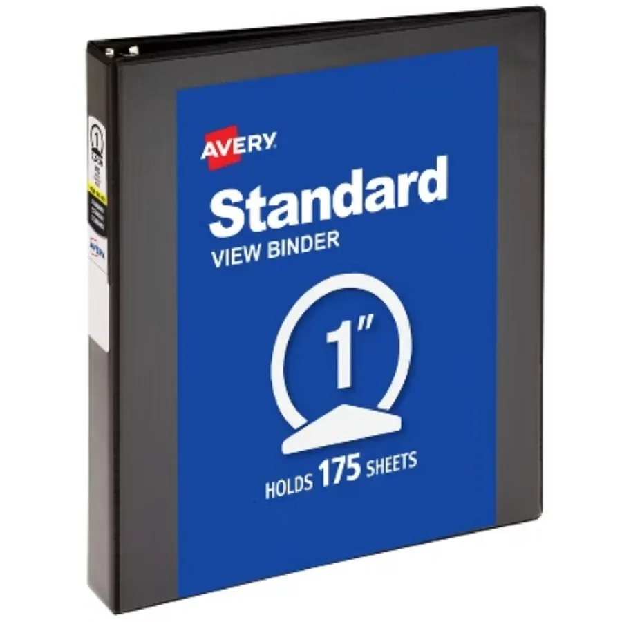 Standard View Black 3 Ring Binder,1