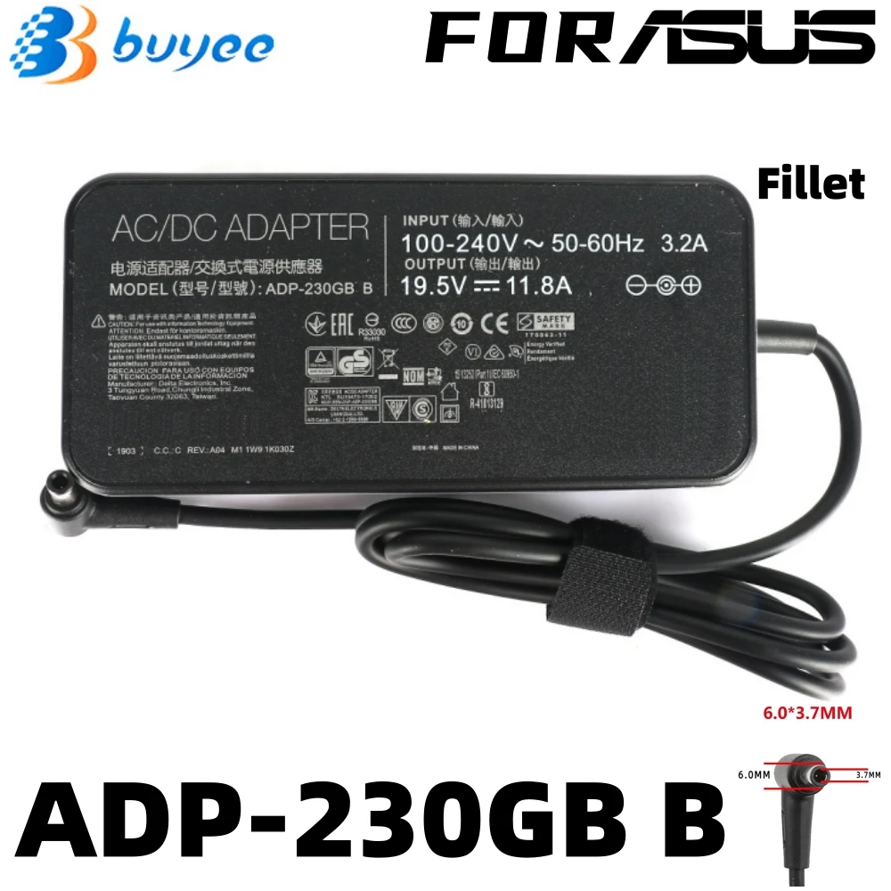 ADP-230GB B(230W19.5V11.8A) 6.0*3.7mm Tip AC Adapter Charger For Asus ROG Zephyrus GX Strix GU GV GW Series Power Supply Laptops