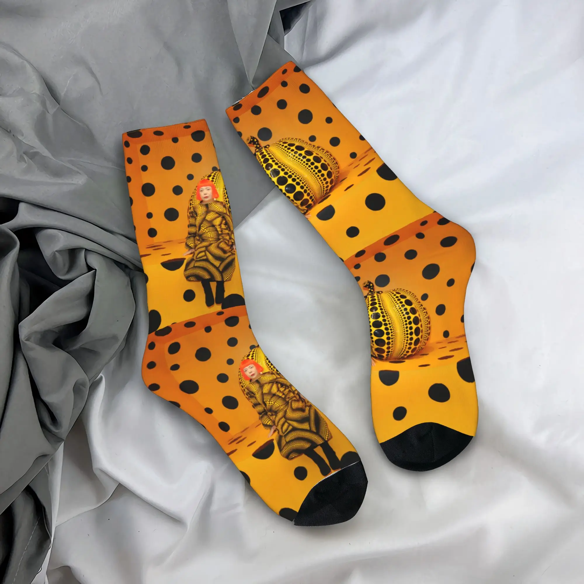 

Custom Yayoi Kusama Pumkin Men's Crew Socks Unisex Kawaii 3D Printing Abstract Art Dress Socks
